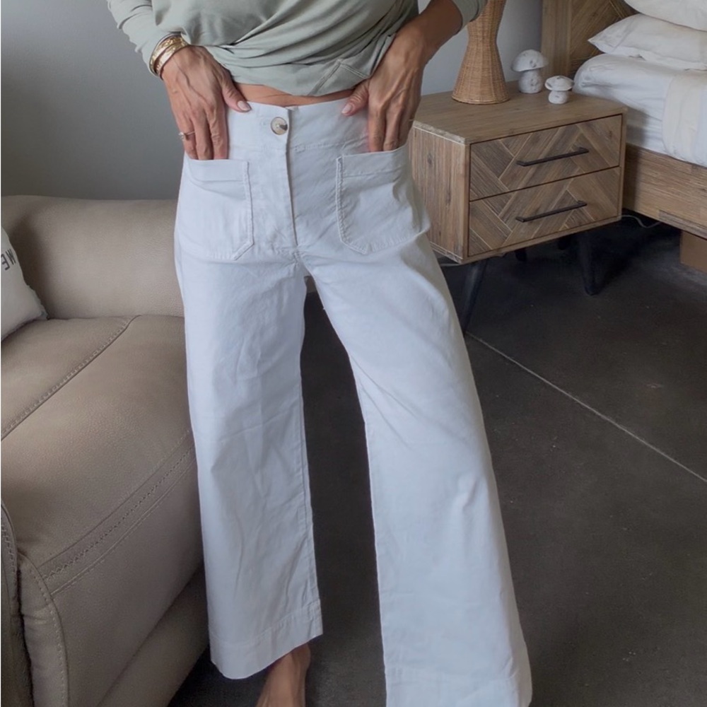 Anthropologie White Wide-Leg Pants